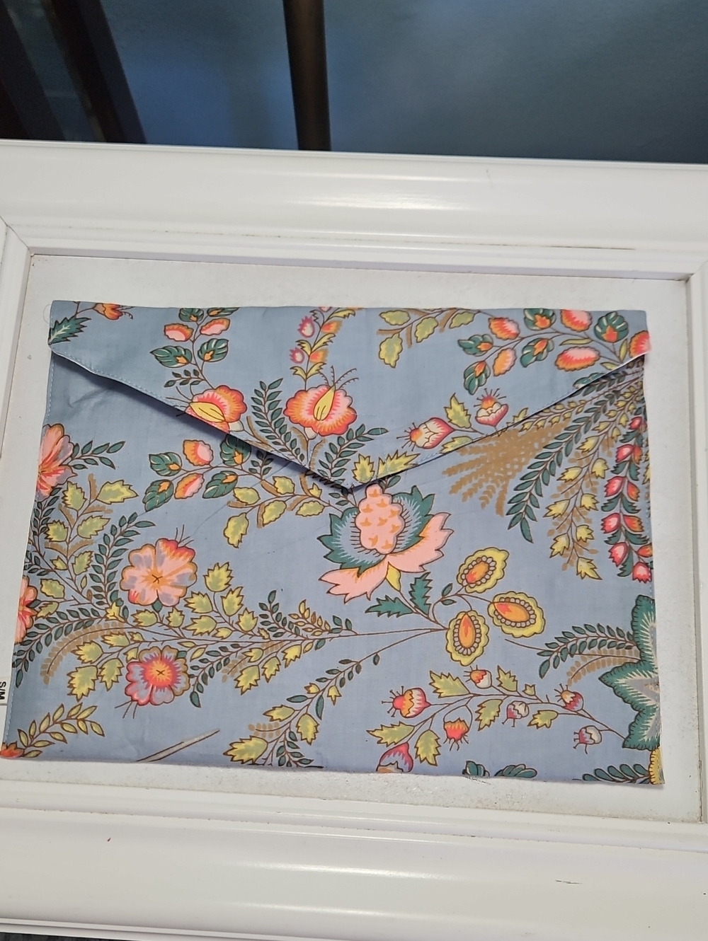 Floral Envelope Cloth Art Print Storage Bag in Light Blue